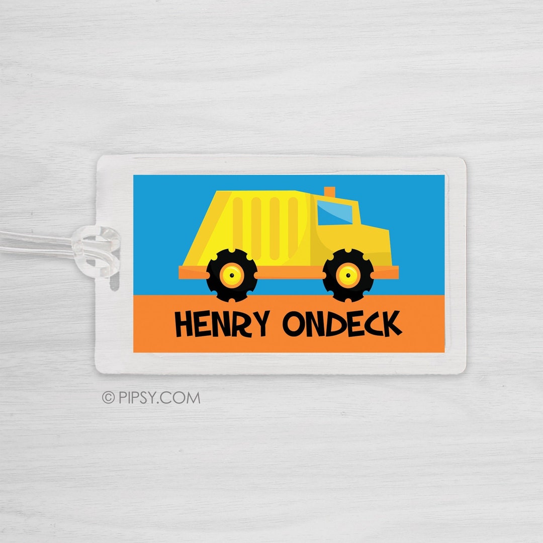 Garbage Truck Bag Tag Construction Sports Bag Tag Diaper Bag Tag Kids