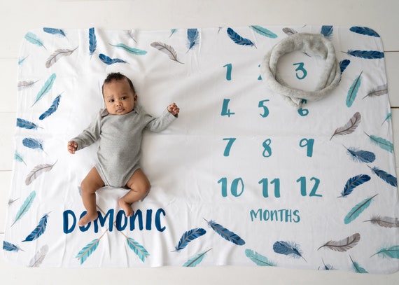 personalized baby monthly milestone blanket