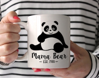 PANDA Mama Bear Mug . panda bear . Christmas Mug for Mom - Gift for New Mom - Personalized Coffee Mug - Grandma Mug