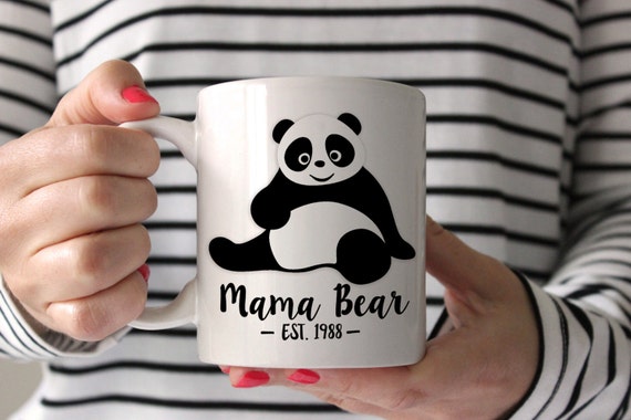 Mama Bear Coffee Mug for Mom, Mother, Wife - Cute Coffee Cups for Women -  Unique Fun Gifts for Her, Mother's Day, Christmas (Coral)