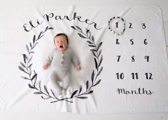 etsy baby month blanket