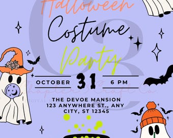 Halloween Costume Party Invitation |Ghost Invite | Spooky Party Printable | Editable Template, Instant Download