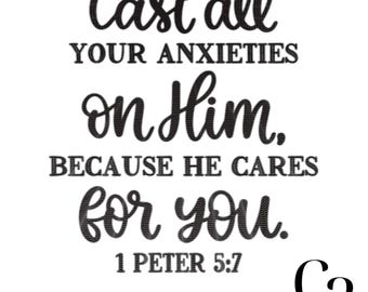 1 Peter 5:7 Bible Verse SVG – Christian Scripture Cut File (Digital Download)