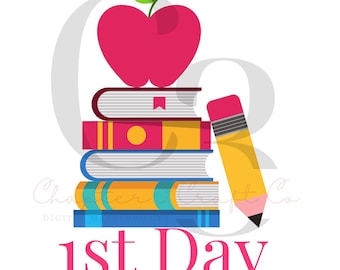 1st Day of School SVG Bundle | Apple Books Pencil Design (Digital Download)