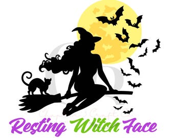 Resting Witch Face SVG PNG | Funny Halloween Shirt Design | Halloween Clipart | Spooky Season Sublimation