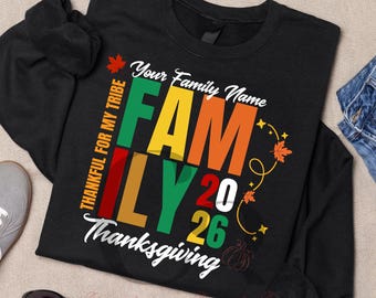 Thankful for My Tribe Family Shirt Design, Thanksgiving 2026 (Digital Download)