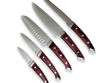 5-Piece Chef Knife Set: Stainless Steel with Pakkawood Handles
