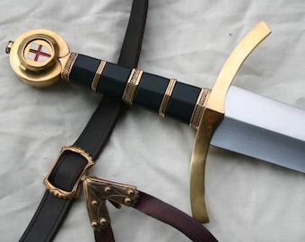 Medieval Knights Sword - Handcrafted Templar Sword for Him | Functional Blade - Ideal Christmas, Wedding GIFT, Groomsmen Gift, Viking Swords