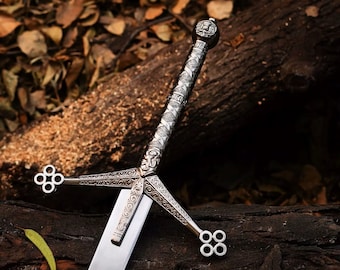 Handmade Scottish Claymore Sword J2 steel Highland Claymore Black Medieval Sword Personalized Sword Groomsmen Gifts Christmas Gifts, Cosplay