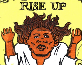 Rise Up -- original linoleum block print