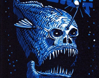 Let Your LIght Shine - original linoleum block print