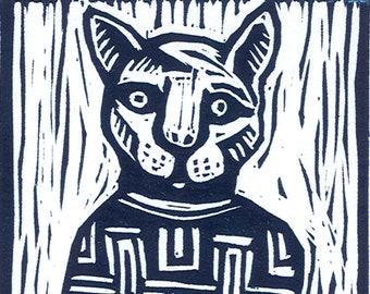 Tenth -- original linoleum block print