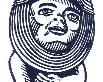 Moon -- original linoleum block print