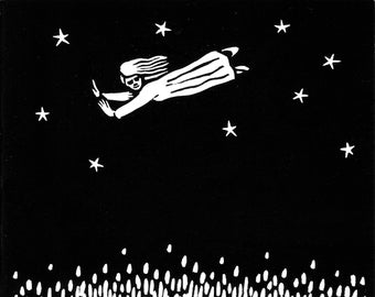 A Dream (Flight) - original linoleum block print