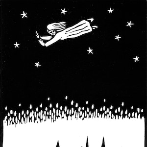 A Dream (Flight) - original linoleum block print