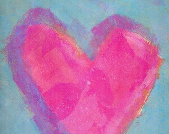 Heart #6 -- monoprint, matted and ready to frame