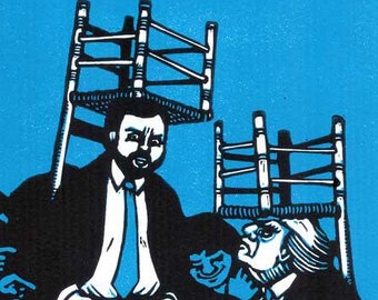 They have concepts of a plan - original linoleum block print