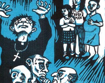 Let the experts decide - original linoleum block print