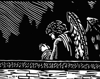 Fortune - original linoleum block print