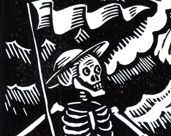 Under the Banner of Love -- original linoleum block print