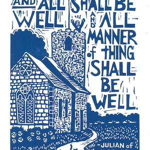 Julian of Norwich -- original linoleum block print