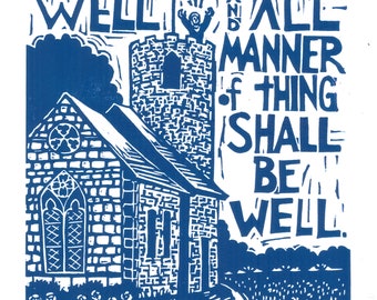 Julian of Norwich -- original linoleum block print