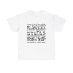 The First Amendment (black text) -- Unisex Heavy Cotton Tee