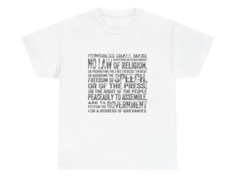 The First Amendment (black text) -- Unisex Heavy Cotton Tee