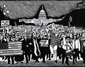 We Are The Future - original linoleum block print