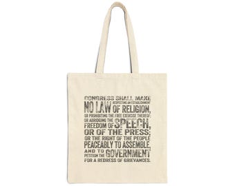 First Amendment Cotton Canvas Tote Bag