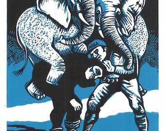 Why do they do it? - original linoleum block print