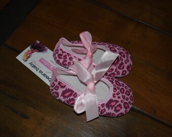 Pink Cheetah Baby Girl Shoes - 6 M to 18 Month - Birthday Shoes - Fancy Shoes for Baby Girl - Baby Booties - Clearance
