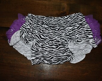 Baby Girl Bloomers - Zebra & Purple - Ruffle Bottom - Photo Prop - Clearance sale
