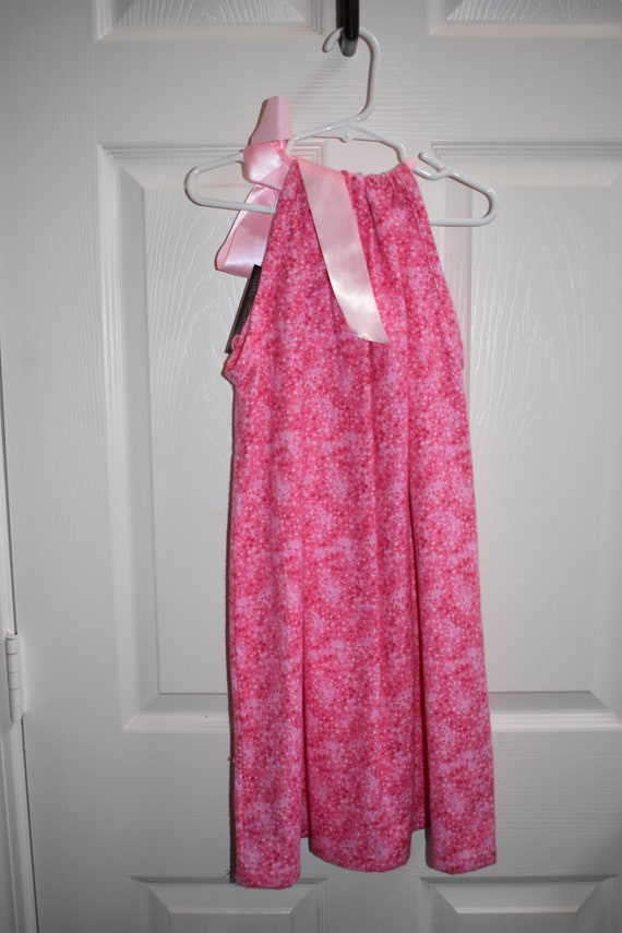 Girls' Pink Flannel A-Line Dress - Size 7 to 8, Boutique Style