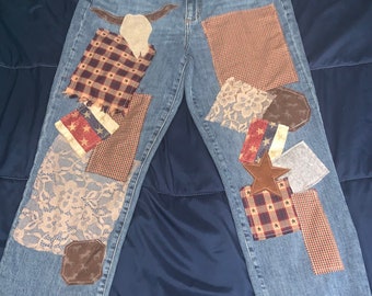 Jeans patchwork occidentali