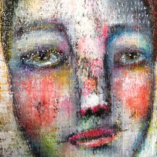 portrait at home 1, mixed media painting by mystele