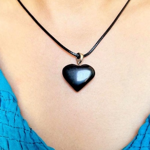 Black Tourmaline Pendant, Black Tourmaline Necklace, Black Heart Pendant, Gift for her, Gift For Mother, Mothers day Gift, Heart Pendant