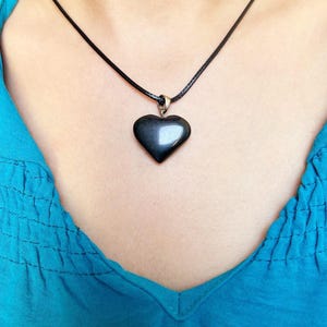Black Tourmaline, Gemstone, Black Tourmaline Necklace, Black Tourmaline Pendant, Gift for her, Hear Shaped Pendant, Natural stone pendant