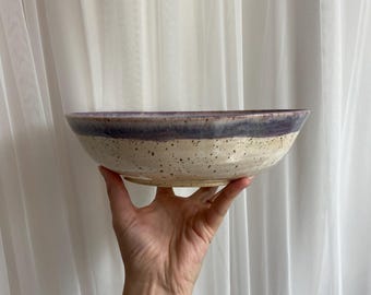 Hand-Painted Ceramic Pasta Bowl: Wheel-Thrown Stoneware