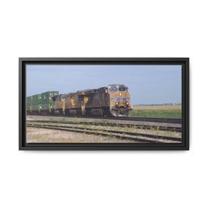 20&quot;x10&quot; Framed Train Canvas Art Print, Vintage Railroad Decor, Multi-color Wall Art for Train Lovers, Home Office Decoration, Gift Idea