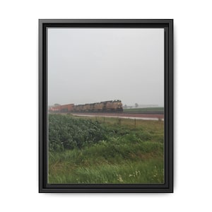 Canvas Print, Union Pacific Train In The Rain Wall Art, Framed Poster, Home Decor, Railroad Locomotive Picture, Vintage Train Art, Railway