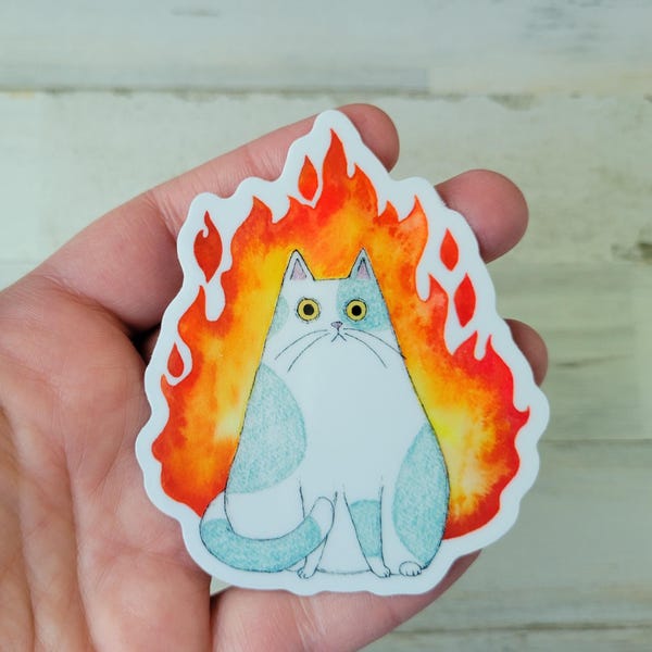 Holografische sticker vuurkat