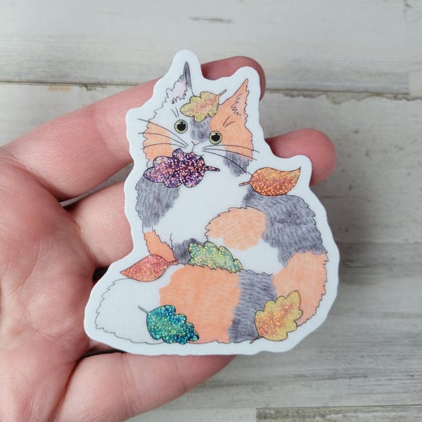 Autumn Calico Cat Sticker