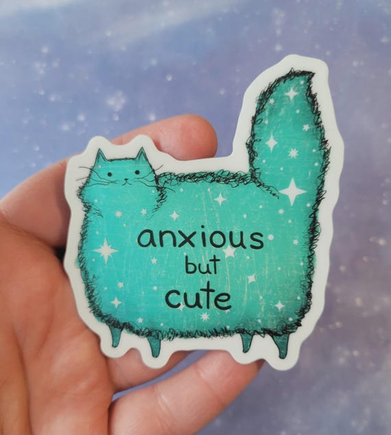 Anxious but Cute Cat Sticker