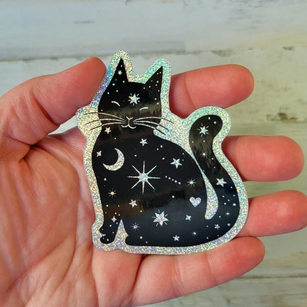 Pegatina de gato celestial brillante