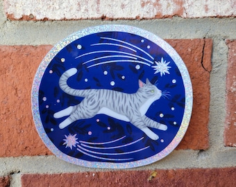 Sparkly Running Cat Sticker