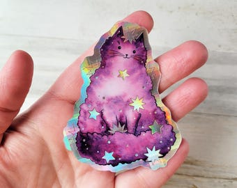 Holographic Starry Cat Sticker