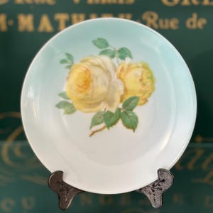 Antique Porcelain Plate Yellow Rose 1930s Zeh Scherzer Z S & Co Bavaria #28