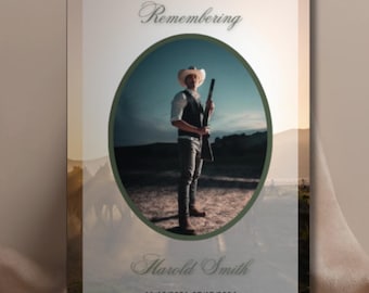 Western Funeral Program Template – Canva Obituary (Digital Download)