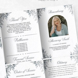 Programma funebre Nature's Elegance - Programma piegato a metà 8,5x11, bellissimo necrologio femminile e maschile, completamente modificabile, qualità professionale